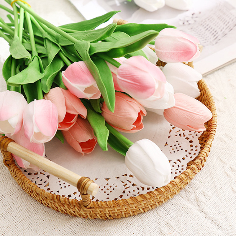 10 stk kunstig tulipanbukett hjem hagedekorasjon bukett bryllup brudebukett festlig fest håndverk vase plantedekorasjoner