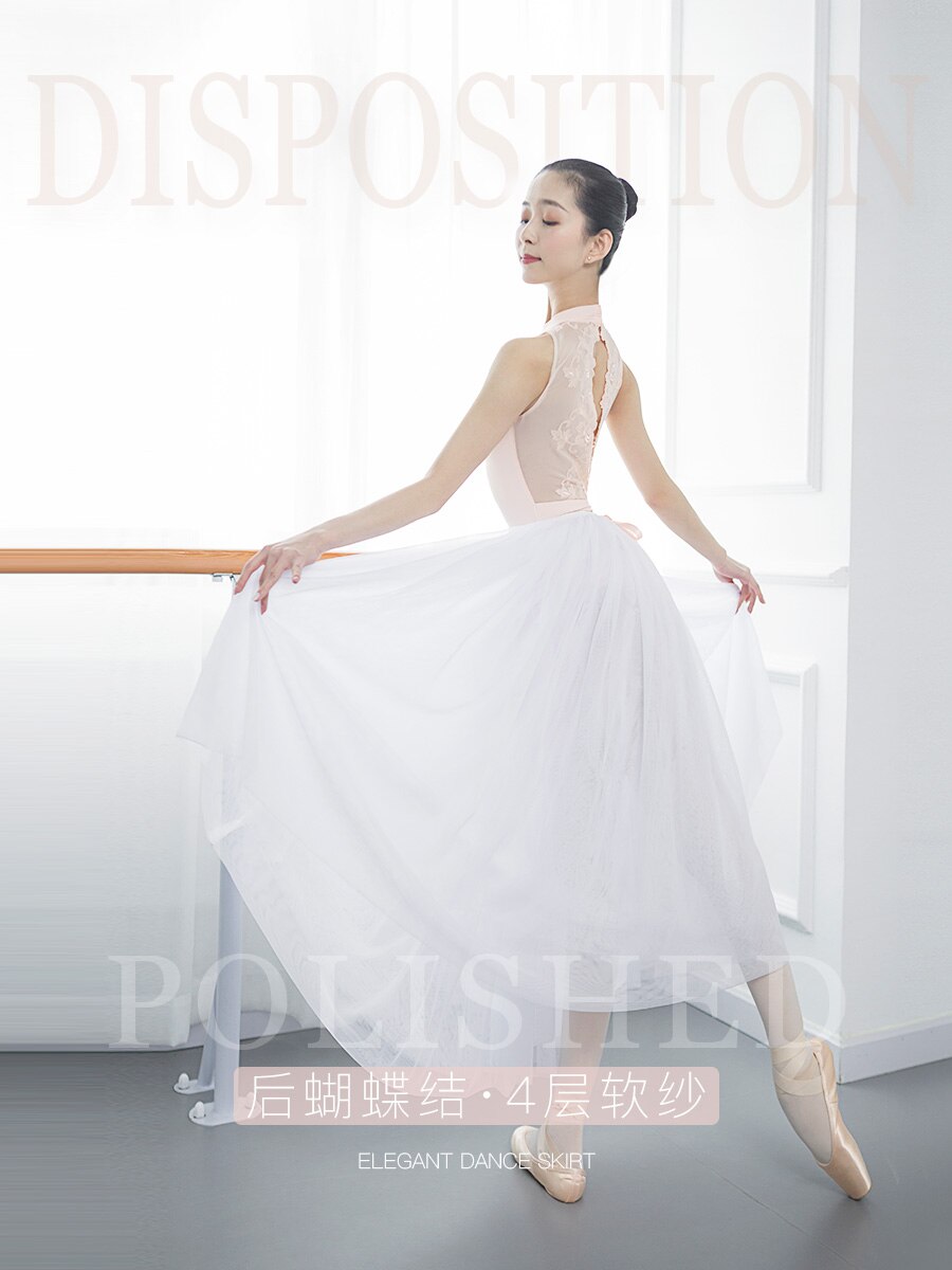 Classical Contemporary Dance Costumes Female Girls Long Skirt 540 Degrees Waist Modern Ballet Chiffon Practice Skirt