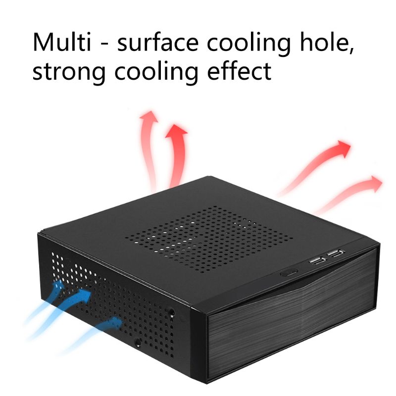 FH03 FH05 Host Mini ITX Office Home Computer Case USB2.0 with Radiator Hole HTPC Power Supply Horizontal Metal Desktop Chassis