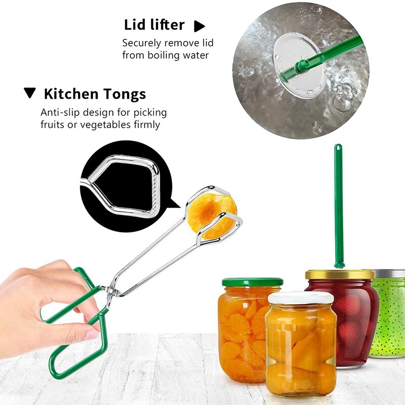 6-Piece Canning Supplies Kit Jar Lifter Canning Funnel Bubble Measurer Lid Lifter Canning Tongs Kitchen Tool Set
