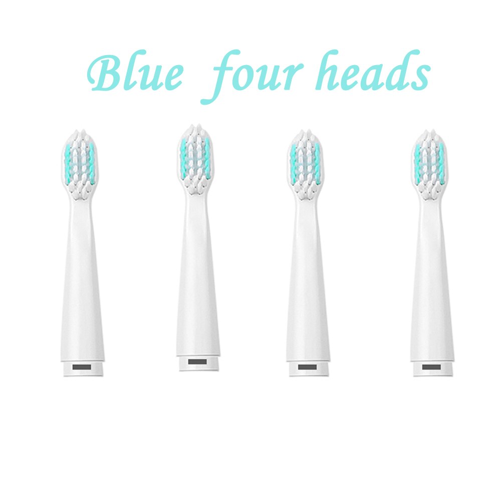 Kraftfuld ultralyds sonisk elektrisk tandbørste 5- tilstand vaskbar elektronisk top smart chip tandbørsteudskiftningshoveder sæt: Blå fire hoveder
