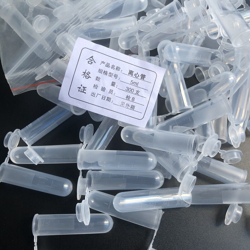 300pcs 5ml Transparent plastic centrifuge tube with scale Round-bottom centrifugal tube with gland lid in school laboratory