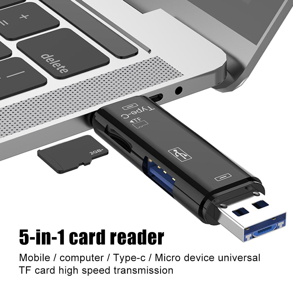 5 in 1 USB 3.0 Type-C Micro OTG Kaartlezer Universal OTG TF/Sd-kaartlezer Telefoon uitbreiding Headers Micro USB OTG Adapter