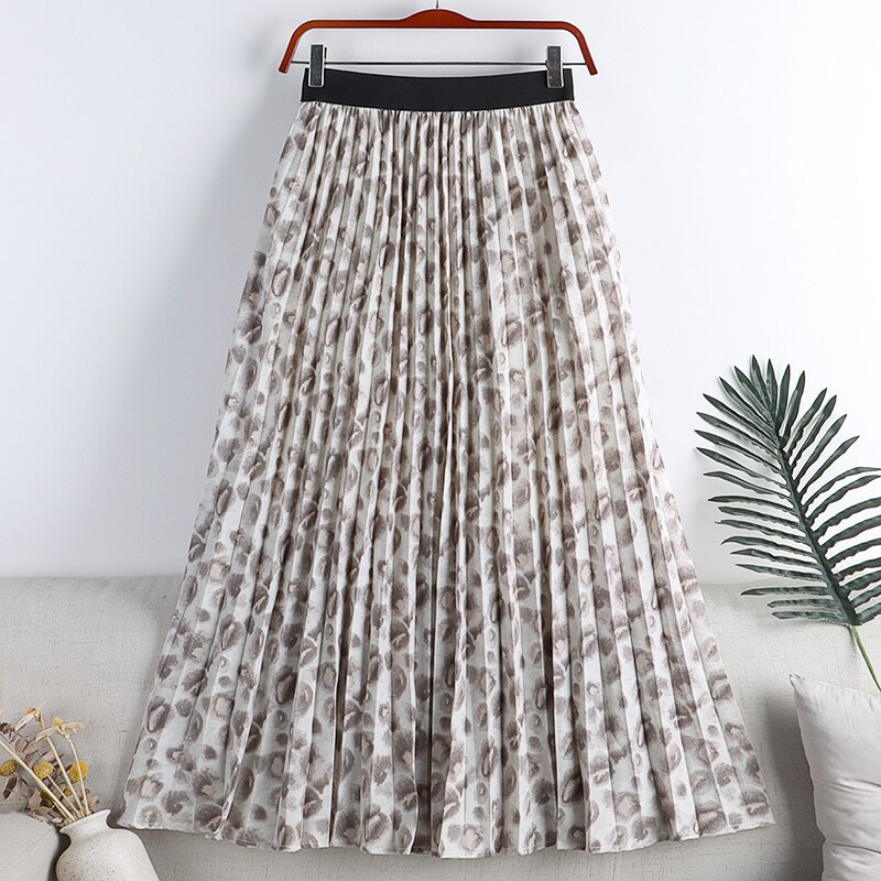 Lente Zomer Knielengte Tule Rokken Vrouwen Elastische Hoge Taille Party Geplooide Korte Rok Vrouwen Lange Rok, Wit, Eén Maat