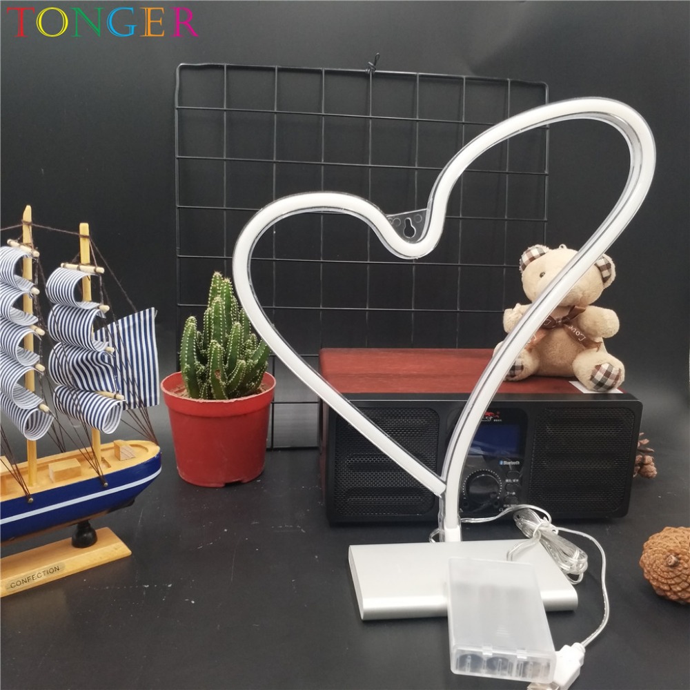 TONGER, romántico, gran corazón, signo de LED neón, decoraciones de Sala de bodas, decoración de pared para el hogar, para amantes, amor, neón, iluminación de arte, decoración