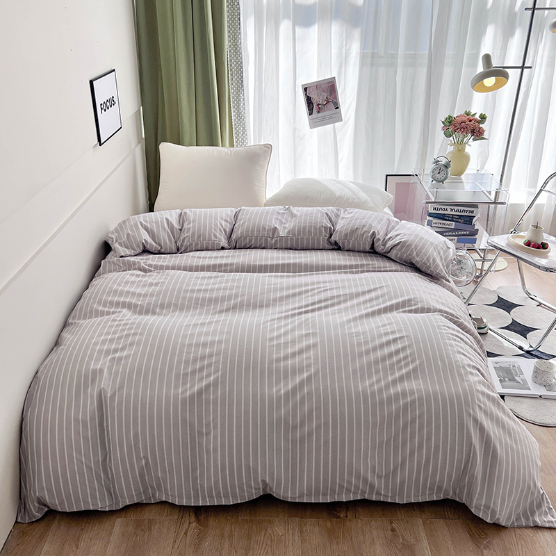 Streep Dekbedovertrek 150X200 Eenvoudige Stijl Dekbed Covers Queen Size Housse De Couette Huidvriendelijk Thuis Beddengoed (Geen Kussensloop: King / green