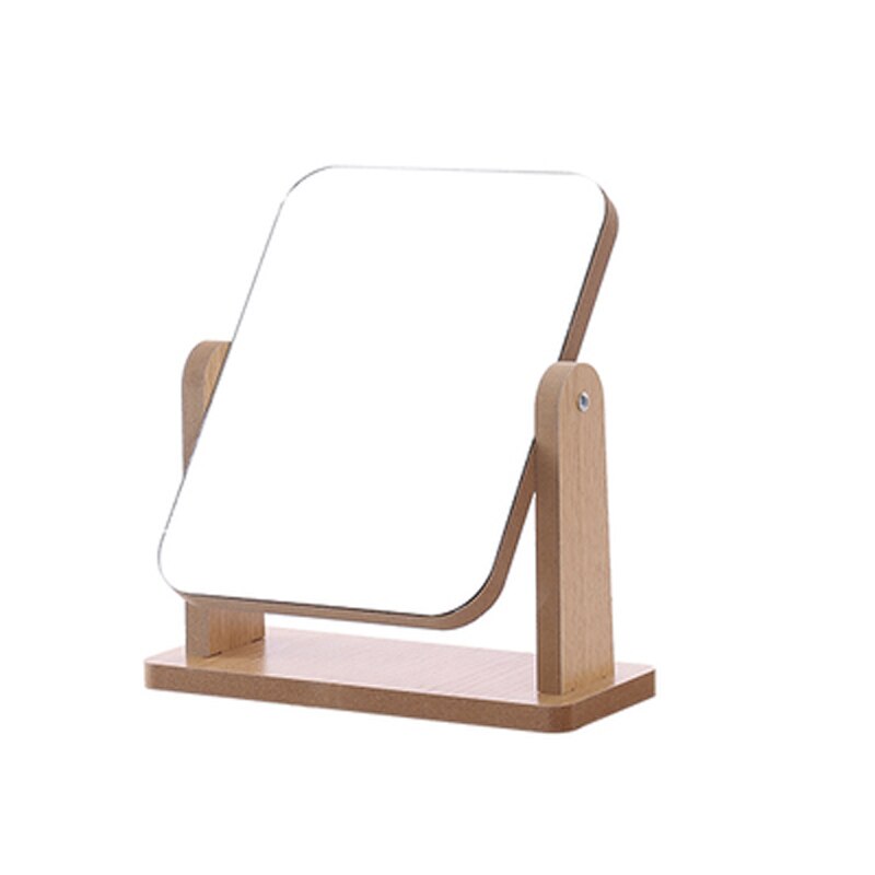Wooden makeup mirror Rectangle desktop Princess mirror student dormitory desktop cosmetics beauty mirror XI3161104: L