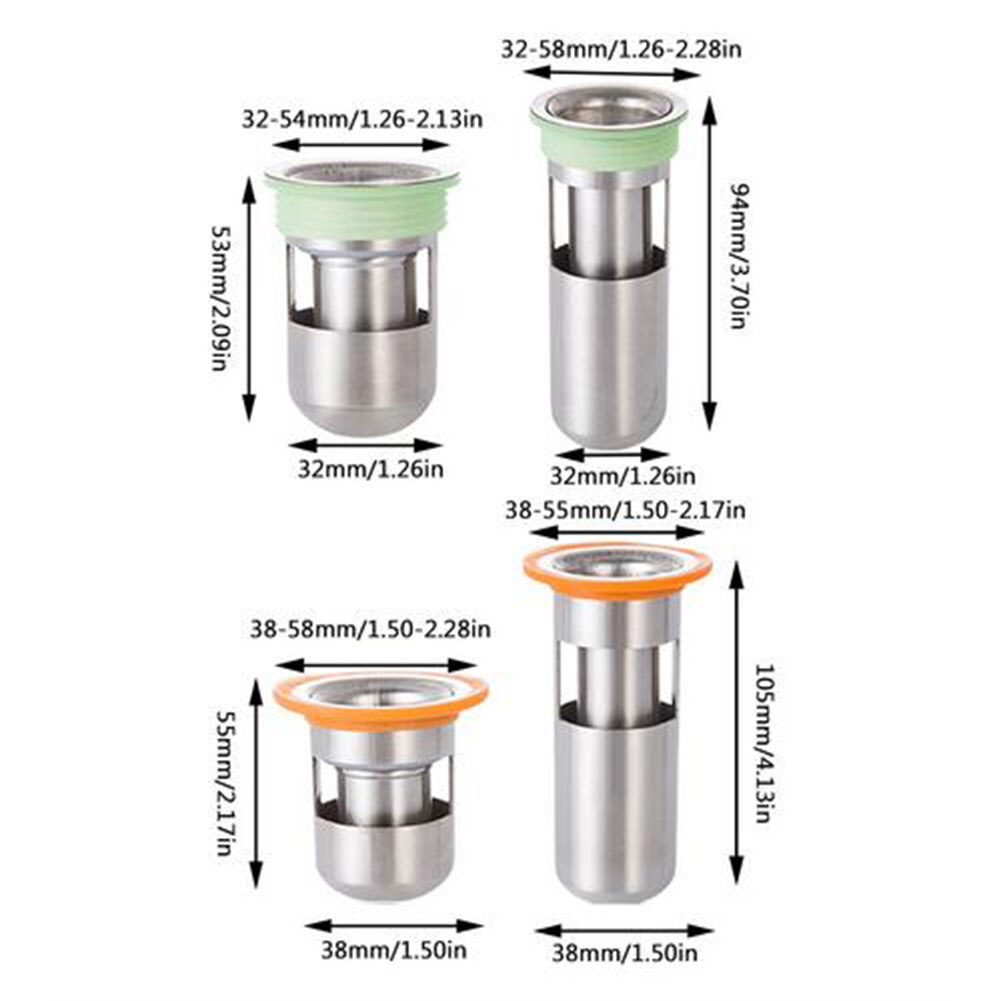 304 Stainless Steel Floor Drain with Hydraulic Shutter Core Deodorant Anti-water Anti-blocking Deep Water Seal
