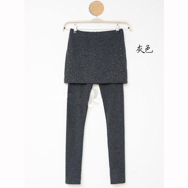 Las mujeres de arranque en de lana Legging falda tobillo-Leggins de longitud pantalón polainas femeninas con falda pantalón de otoño invierno