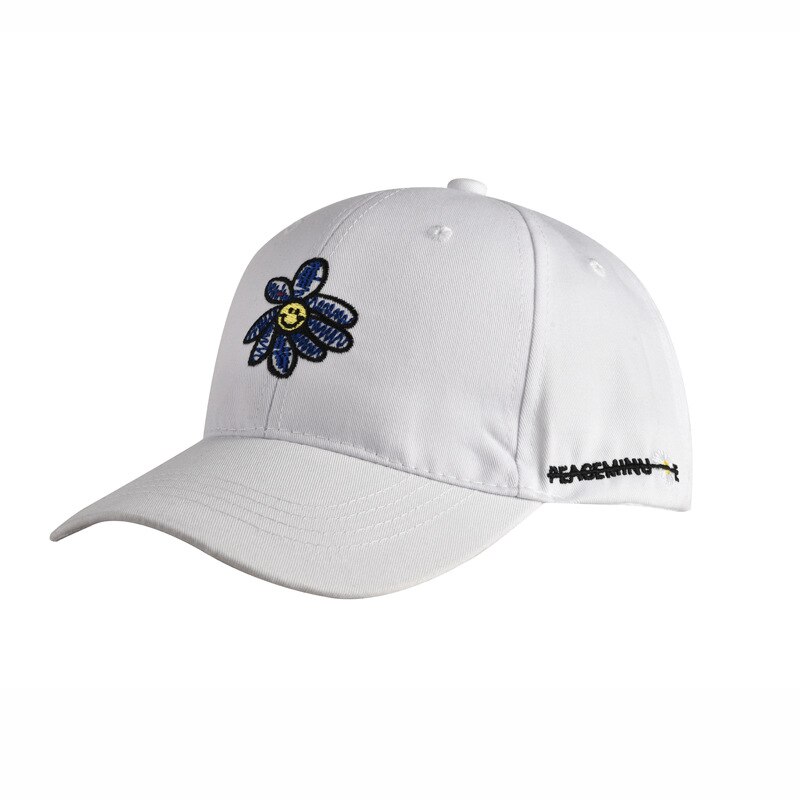 Bomulds baseball cap krysantemum mønster hætter mænd kvinder rose broderi cap udendørs justerbar sportshat: Hvid 2