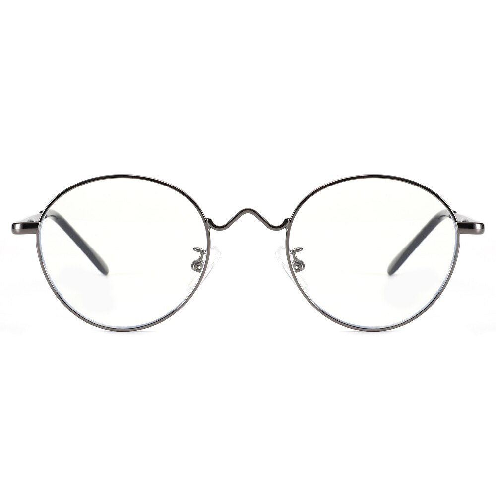Cyxus Anti lumière bleue ordinateur lunettes Anti-fatigue oculaire bloquant UV400 coréen rond métal cadre lunettes pour femmes hommes 8702: Gun metal