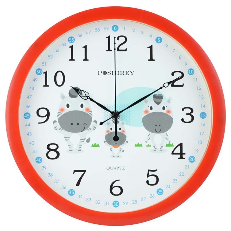 Muet horloge murale Style Simple dessin animé lait vache motif horloge pépinière chambre décor: R