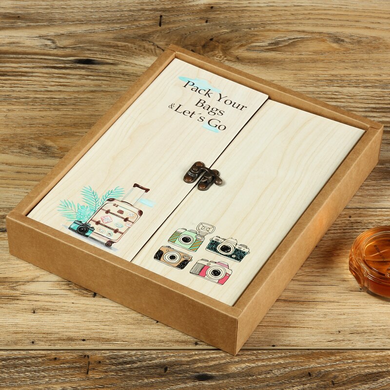 Houten 30 Zwart Papier Sheets Kaart Liefde Thema Bruiloft Diy Fotoalbum Handgemaakte Vintage Foto Foto Scrapbooking Album