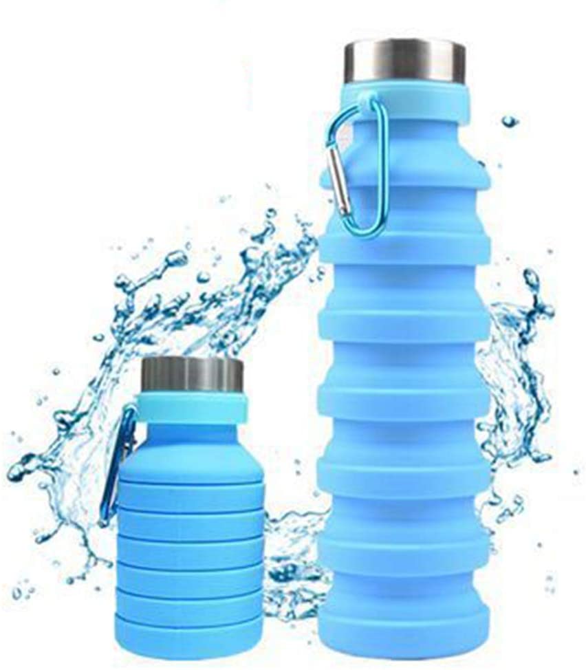 550 Ml Draagbare Siliconen Waterfles Intrekbare Vouwen Koffie Fles E Outdoor Reizen Tool Inklapbare Sport Flessen: Blue