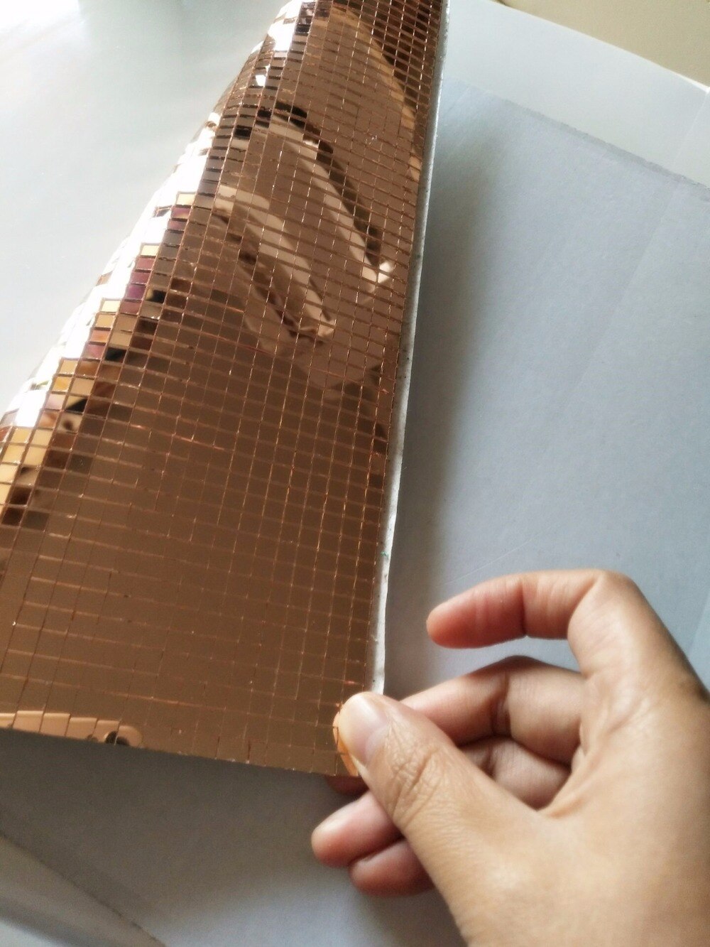Rose guld selvklæbende ægte glas spejl fliser håndværk, farvede mini firkantede spejle mosaik fliser til diy projekter