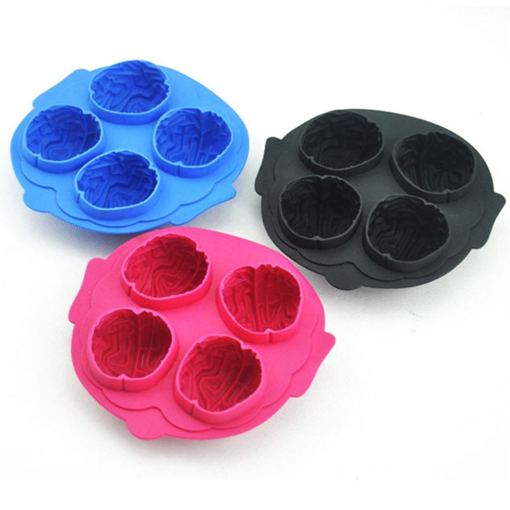 Brain shape ice grid Funny brain shape mold Four-hole ice grid Halloween ice grid silicone mold