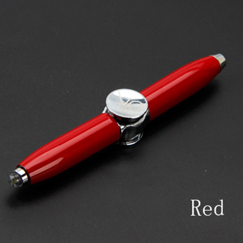 Gold Metal Fidget Spinner Pen Multi-Function Gyroscope Decompression Ball Point Pen LED Light Pens For school&Office Supplies: Red