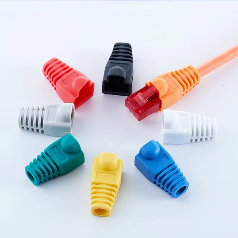 20/50/100 stuks gemengde kleuren cat 5e cat 6 rj45 ethernet netwerkkabel trekontlastingshoezen kabelconnector stekkerafdekking