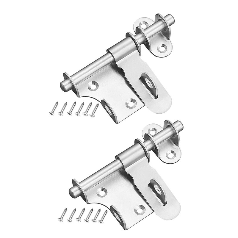 2Pcs Slide Bolts Lock Stainless Steel Latch Heavy Duty Door Bolt Sliding Door Latch for Doors Gates Bathroom Pet Doors: Default Title
