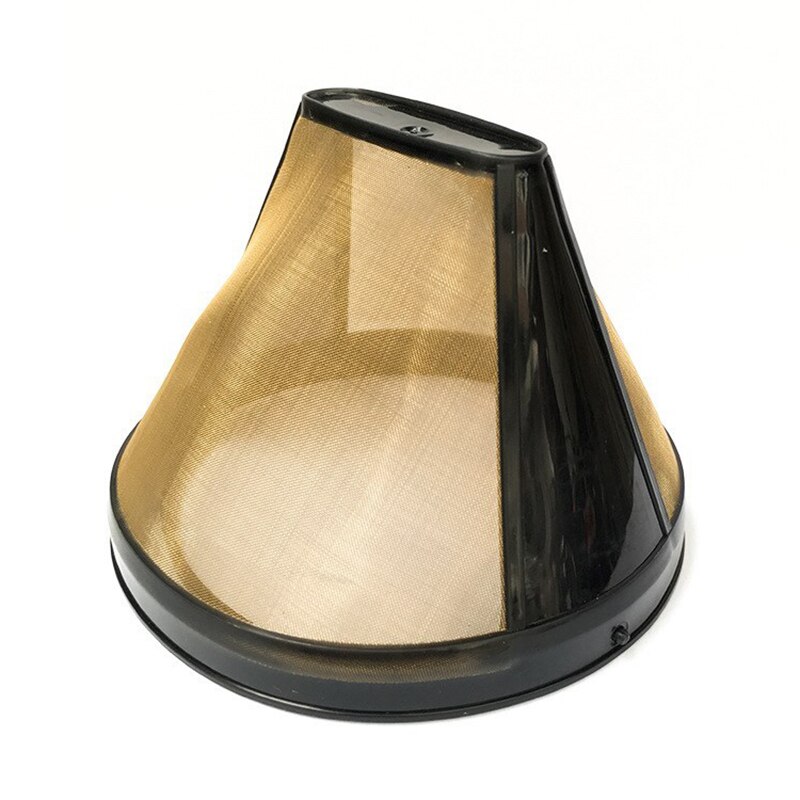 Cone-Style Reusable Coffee Filter Permanent Coffee Maker Machine Filter Gold Mesh With Handle Cafe Coffees Tools