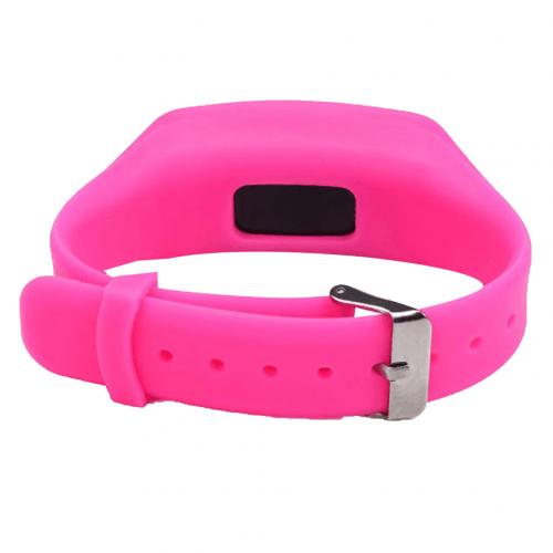 Sport Running Siliconen Stappenteller Calorie Stappenteller Digitale Horloge Armband: Rose Red