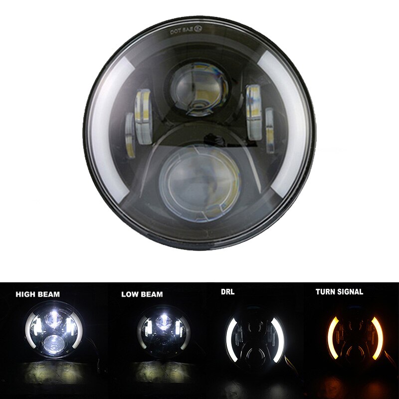 7 Inch Round LED Work Light, 60W Flood Spot Combo Beam LED Light Daytime Driving Off Road Headlight for Jeep 4x4 Offroad ATV: Type C