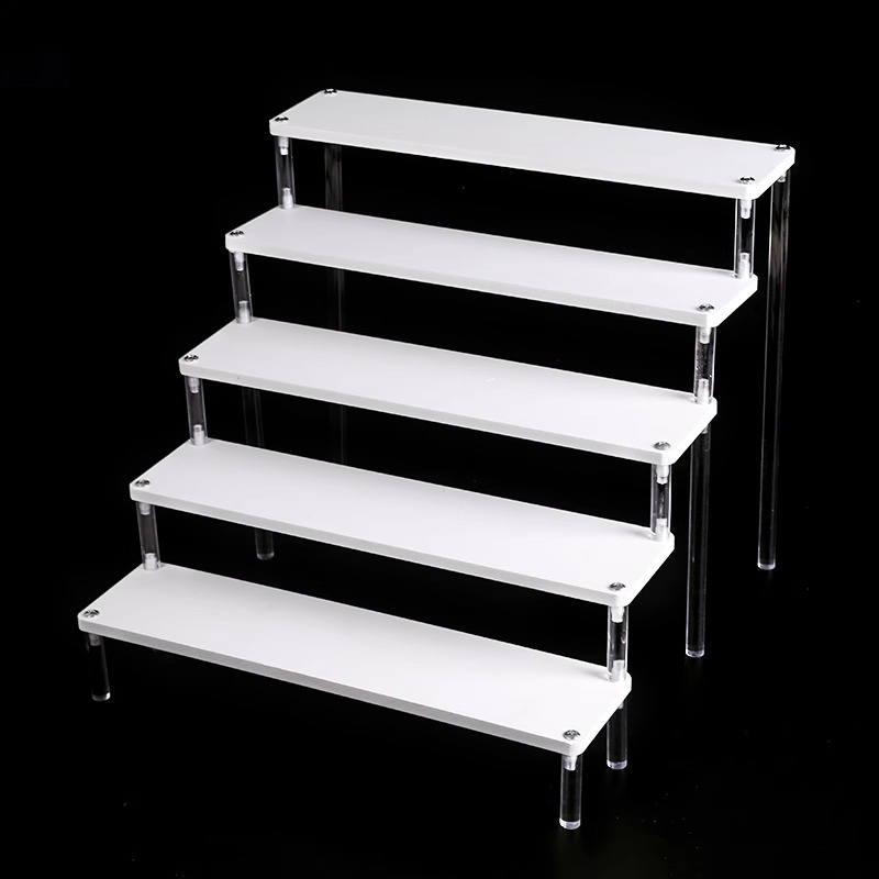 2-5 Tier Acrylic Blind Box Storage Shelf Chevron Steps Toys, Models Display Stand Cosmetics, Skin Care Products Decorative Table