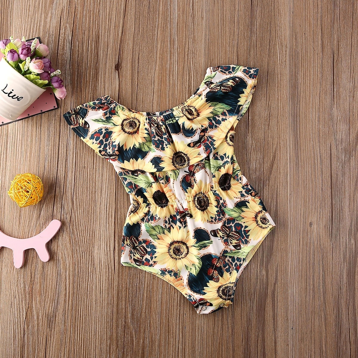 Børn baby pige blomsterprint i ét stykke badedragt børn flæser off shoulder bikini badetøj badestrandtøj 1-5y