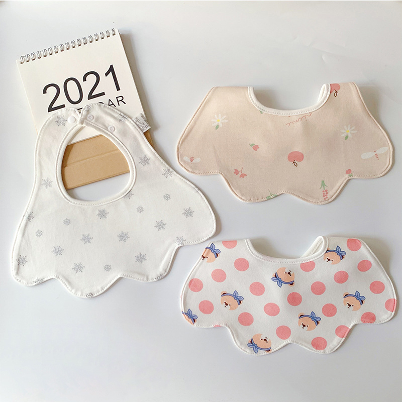 Baberos de algodón de doble capa para bebé, impermeable, delantal de alimentación para niños y niñas, toalla, Bandana, accesorios para bebés de 0 a 24 meses, 3 unids/lote: 016