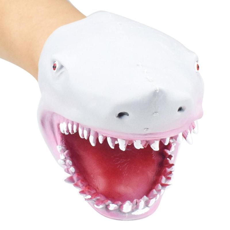 de modelismo tiburón de mano marionetas de guantes vinilo PVC suave Animal figura cabeza vívidamente los niños de juguete