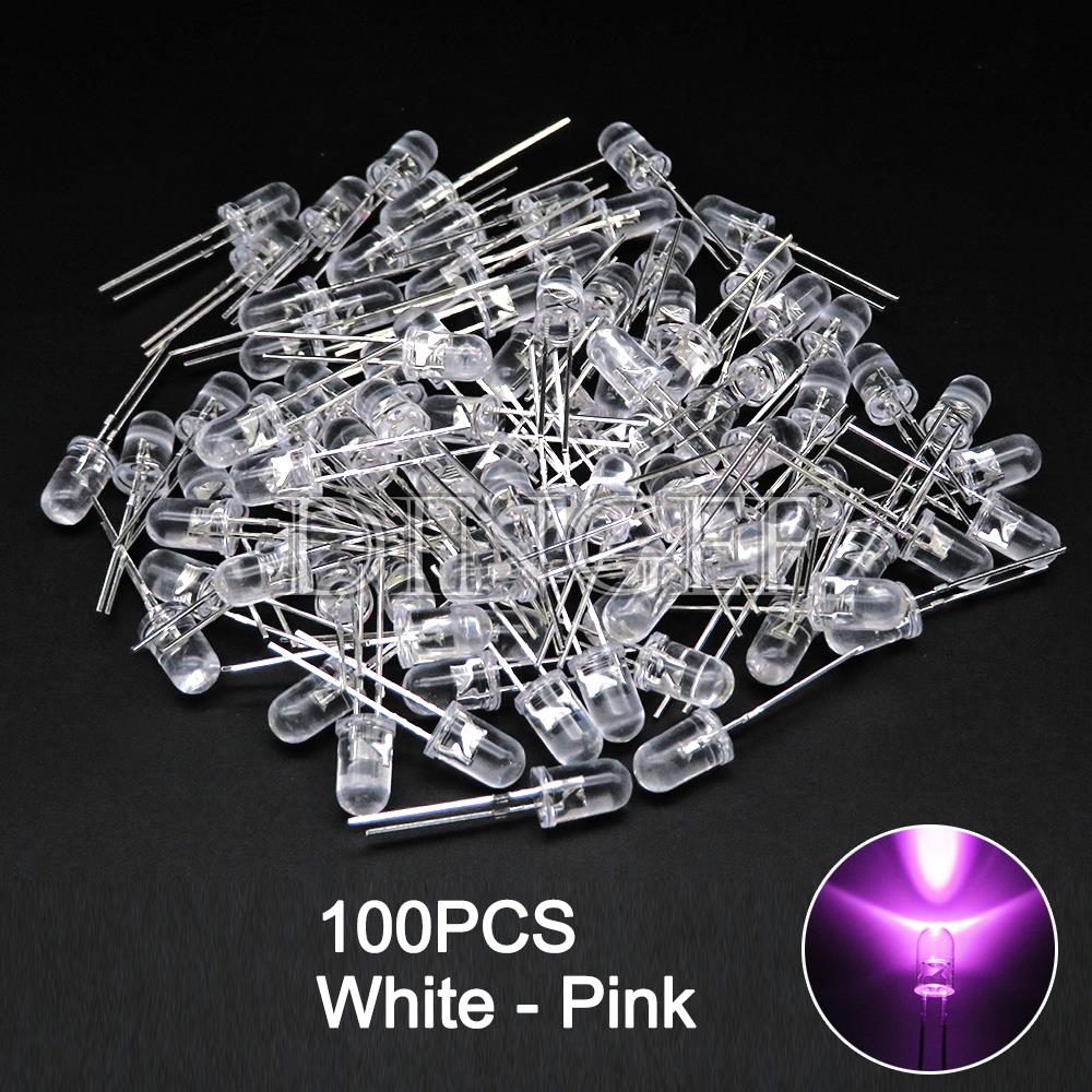 100PCS 3mm 5mm LED Diode F3 F5 Assorted Kit White Green Red Blue Yellow Orange Pink White DIY Light Emitting LED Diode Connector: Cold White / 50W