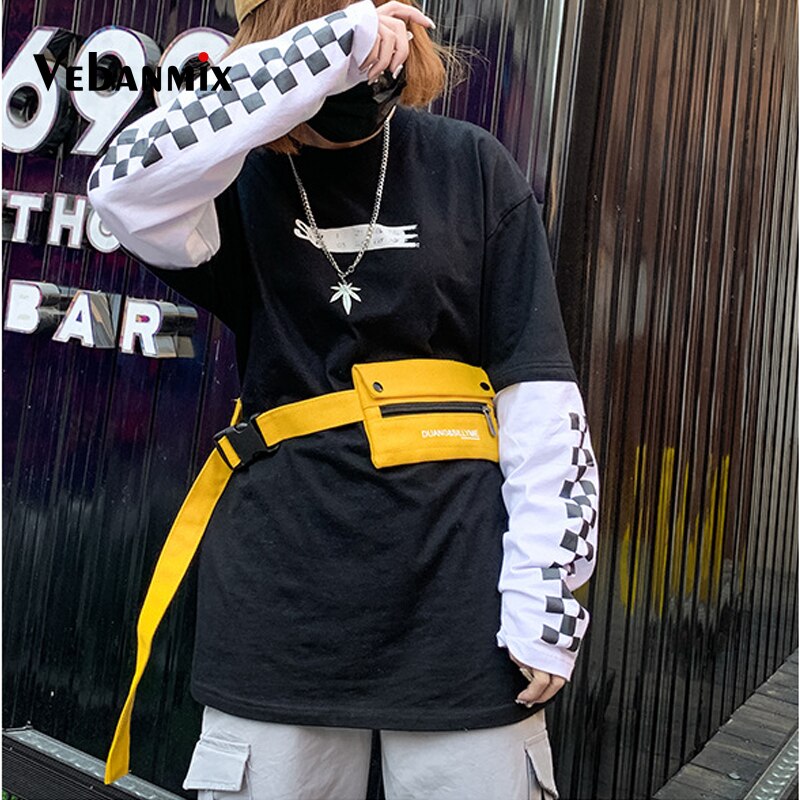 Sac banane en toile, sac banane, Streetwear Hip-hop, unisexe, sac de poitrine avec fermeture éclair pour fille et garçon, sac de ceinture pour téléphone à la