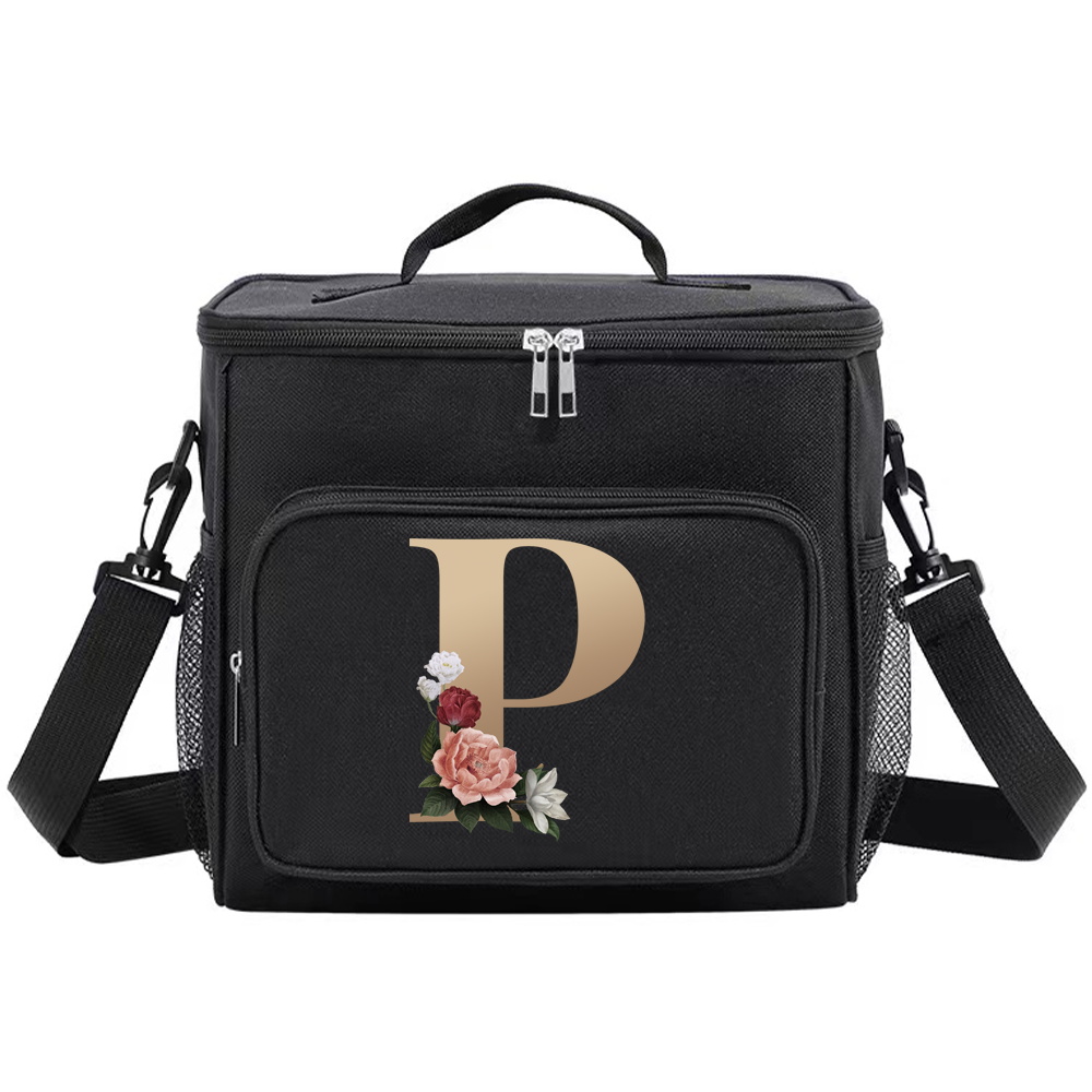 Multifunctional Lunch Bag for Teenage Black Color Picnic Meal Box Waterproof Lunch Box Gold Letter Printing Series: PURPLE