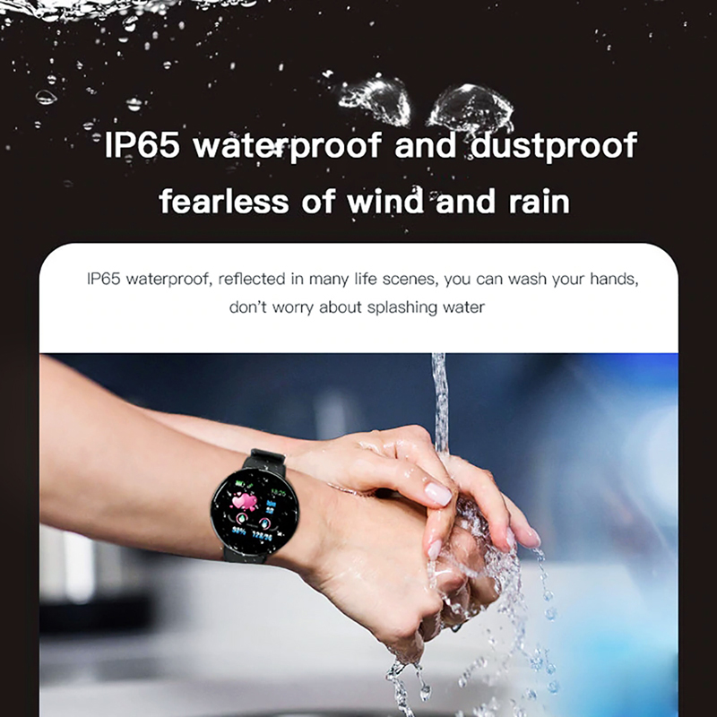 D18 Smart Horloge Mannen Vrouwen Bloeddruk Fitness Tracker Ronde Smartwatch Waterdichte Sport Slimme Klok Voor Android Ios