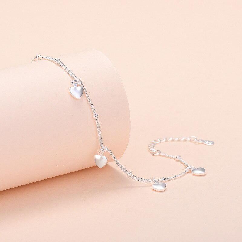 Esterlina 925 prata 5 corações clássicos pulseira charme feminino mão corrente jóias originais para o presente
