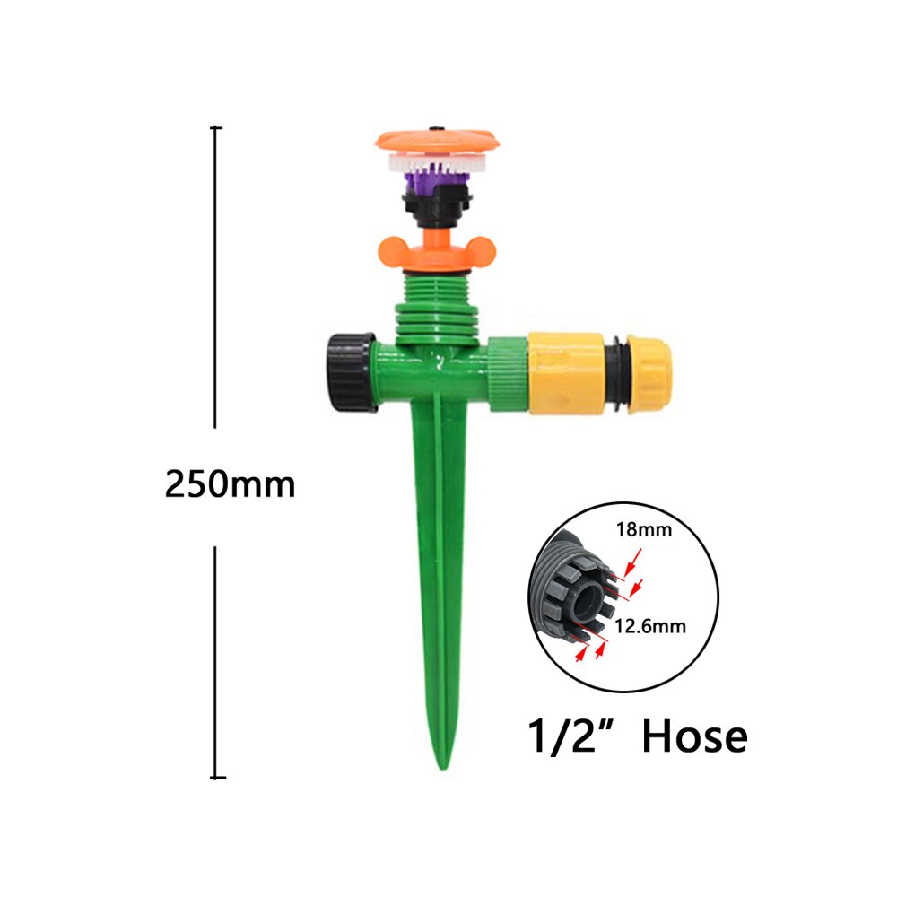 Garden Lawn Rotary Watering Sprinklers 1/2" 3/4" Thread 360 Degrees Farm Sprinkler With Support Irrigation Water Nozzle: 1I2 Hose
