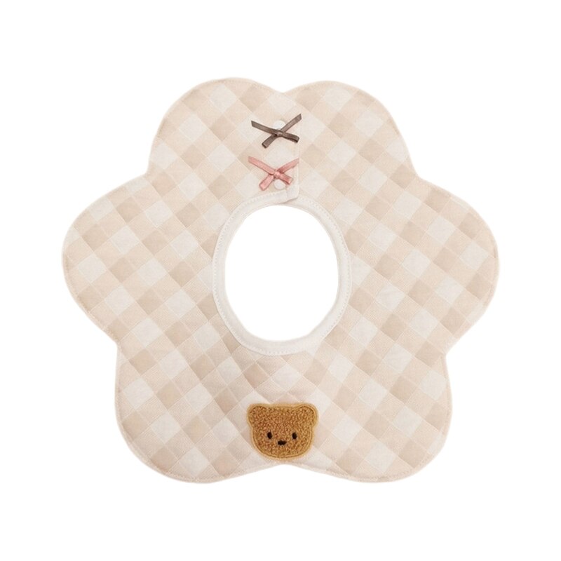 Cartoon Beer 360 Graden Rotatie Burp Doek Baby Bloemvorm Voeden Bib Bandana Sjaal Muli Lagen Zachte Puur Katoen: Coffee