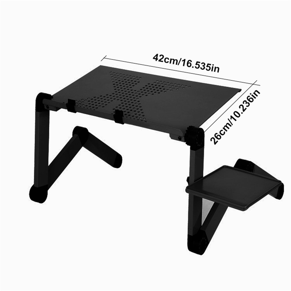 Justerbart aluminium bærbart skrivebord ergonomisk bærbart tv seng lapdesk bakke pc bordstativ notesbog bord skrivebordstativ med stor blæser: Musebræt sort