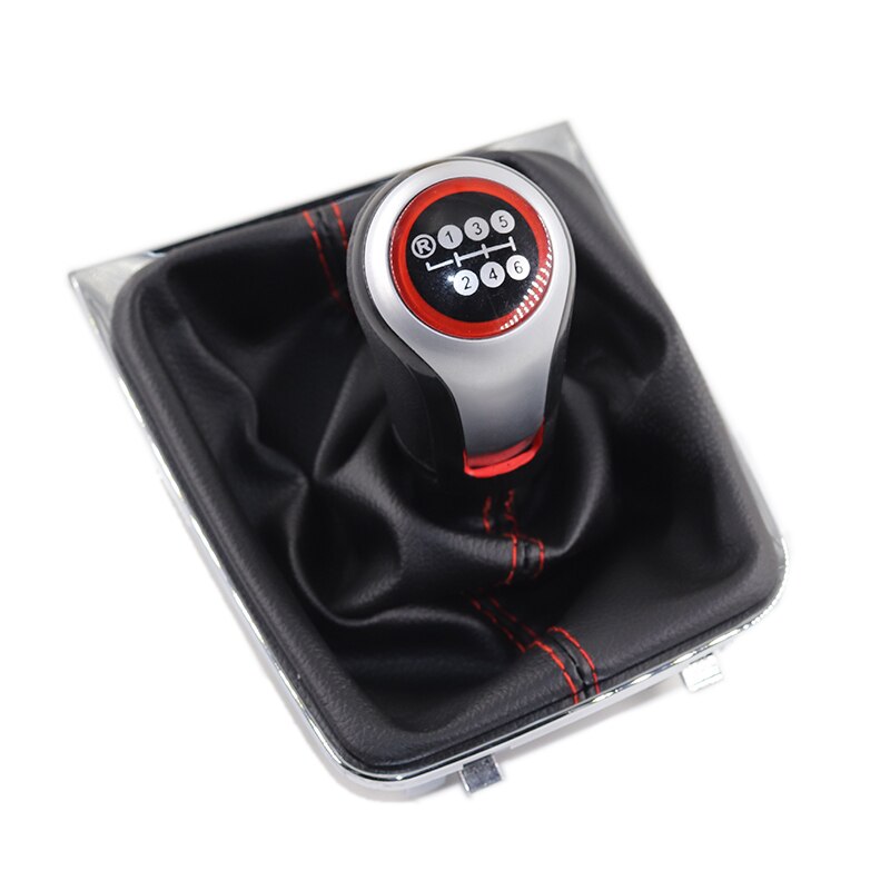 Cromado y cuero pomo de cambio de marchas para coche palanca Gaitor arranque cubierta para VW Golf 7 A7 MK7 VII GTI GTD