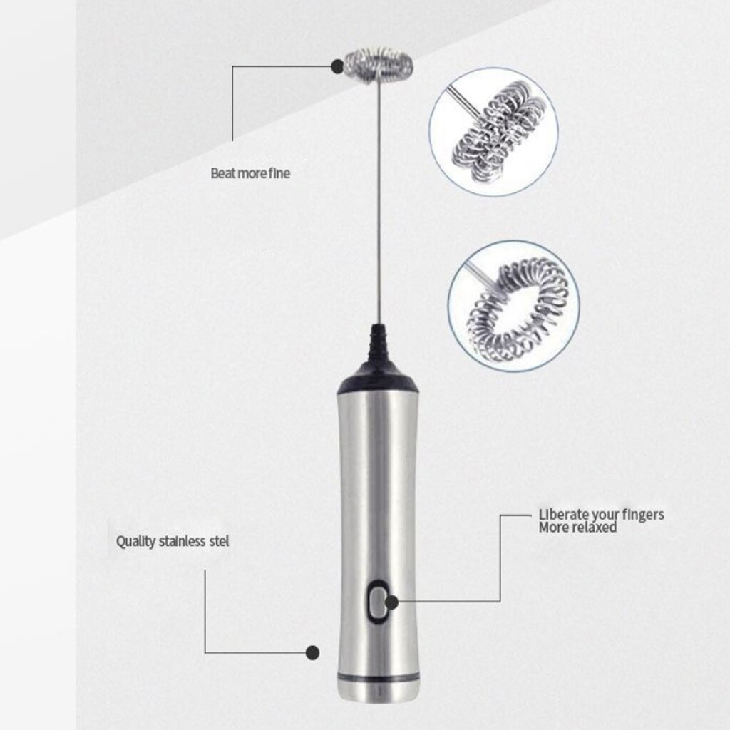 Electric Milk Frother Handheld Foam Maker For Coffee Latte Cappuccino