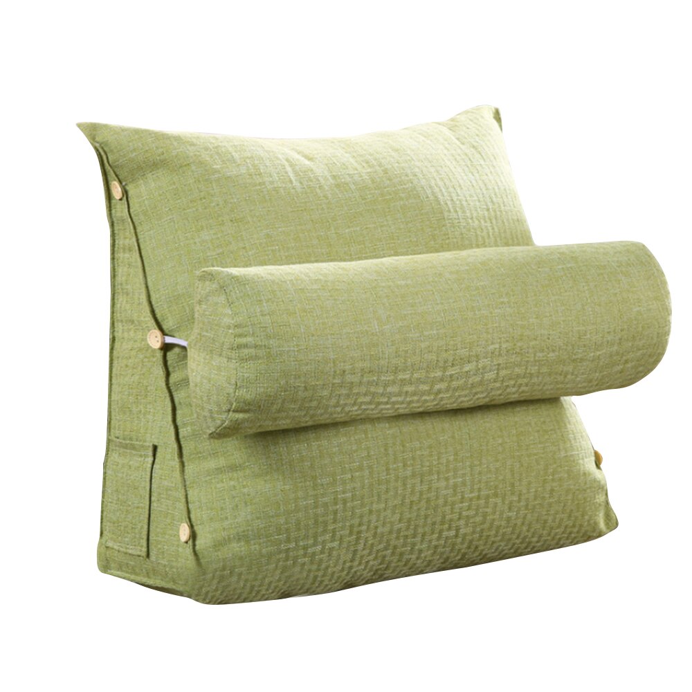 Cotton Linen Triangular Backrest Cushion For Sofa Cushions For Bed Rest Pillow Back 45*48*20cm: Light green