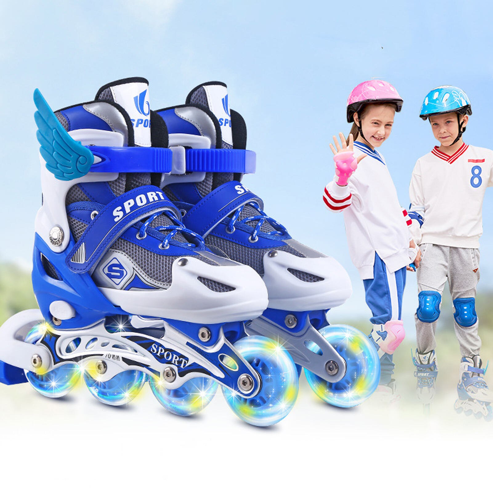 Roller Skates Rollerskates Kids Skates Shoes Adjustable Inline Skates For Kids Skating Shoes Beginners Anti-fall Roller