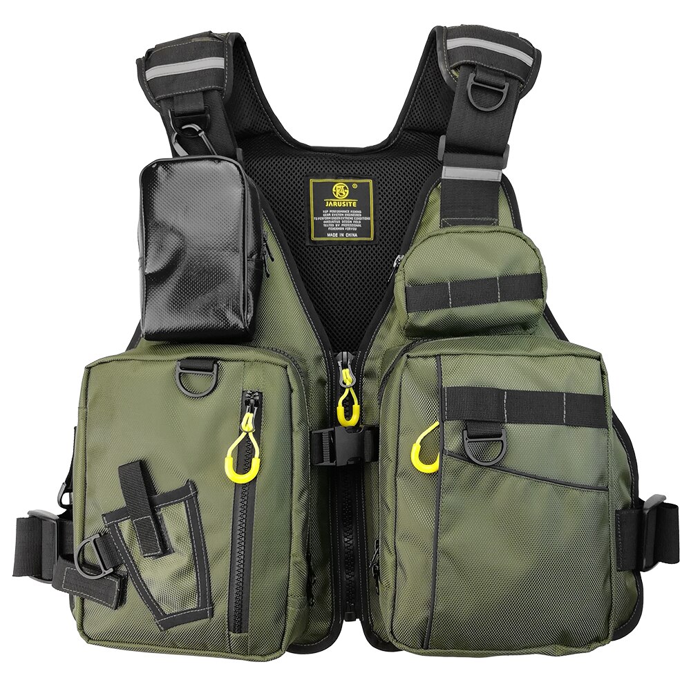 Professionele Vissen Reddingsvest Meerdere Zakken Veiligheid Zwemvest Floatation Vest Volwassenen Drijfvermogen Vest Voor Rescue Drifting: Army green