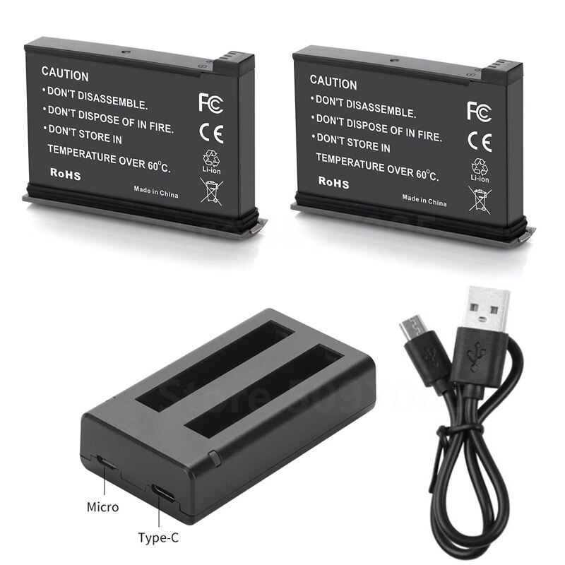 neue 1700mAh Insta360 EINE X2 batterie und Mikro USB batterie ladegerät für Insta 360 eins X 2 Aktion kamera Zubehör: 2 batterie 1 ladegerät