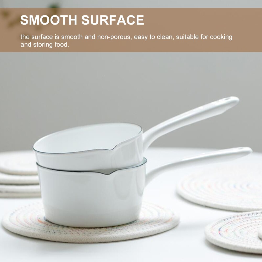 15cm Porridge Breakfast Kitchen Japanese Style Enamel Pot Gas Stove Butter Warmer Coffee Milk Boiling Saucepan Single Handle