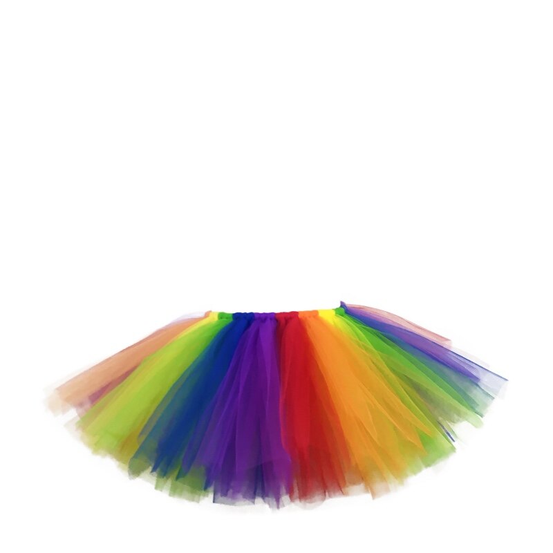 Girls Rainbow Tutu Skirt Baby Handmade Tulle Ballet Pettiskirts Tutus with Red Flower Hairbow Set Kids Party Costume Skirts