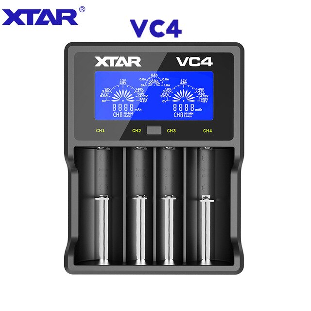 XTAR VC2 VC2 más VC4 VC2S VC4S cargador de batería para 10440/16340/14500/14650/18350/18500/18650/18700/21700/20700/17500: VC4