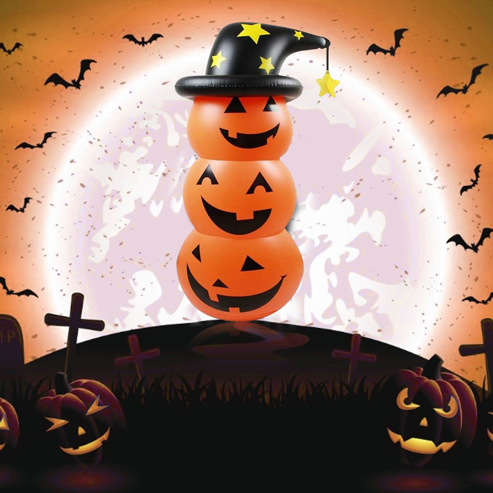 Halloween Home Decoratie Opblaasbare Speelgoed Pompoen Tumbler 4.6Ft Halloween 3 Pumpinks Gestapeld Blow Up Decor