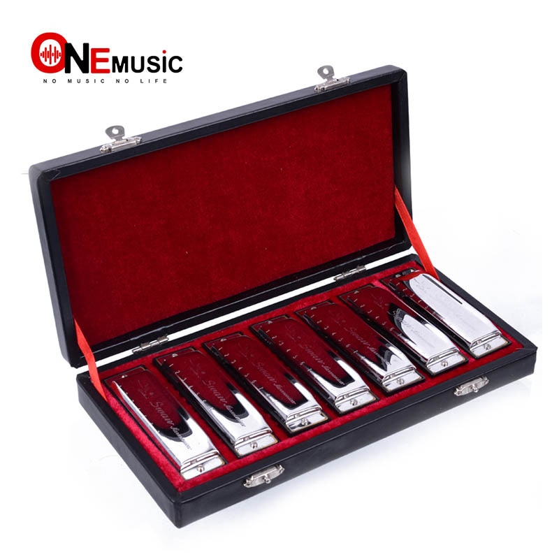 Munnspill swan  sw1020-7t bluesband 7 deler blues harpe diatonisk munnspill sett med etui + kluter