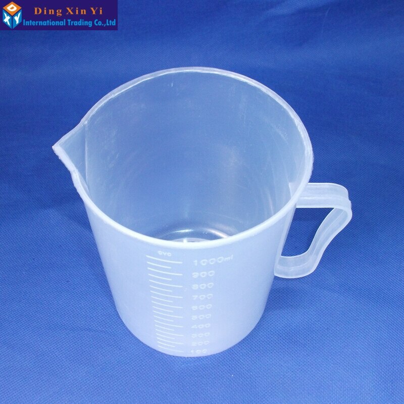1PC 1000ml plastic beaker with handle Clear White Plastic Measuring Cup Beaker for Lab Kitchen